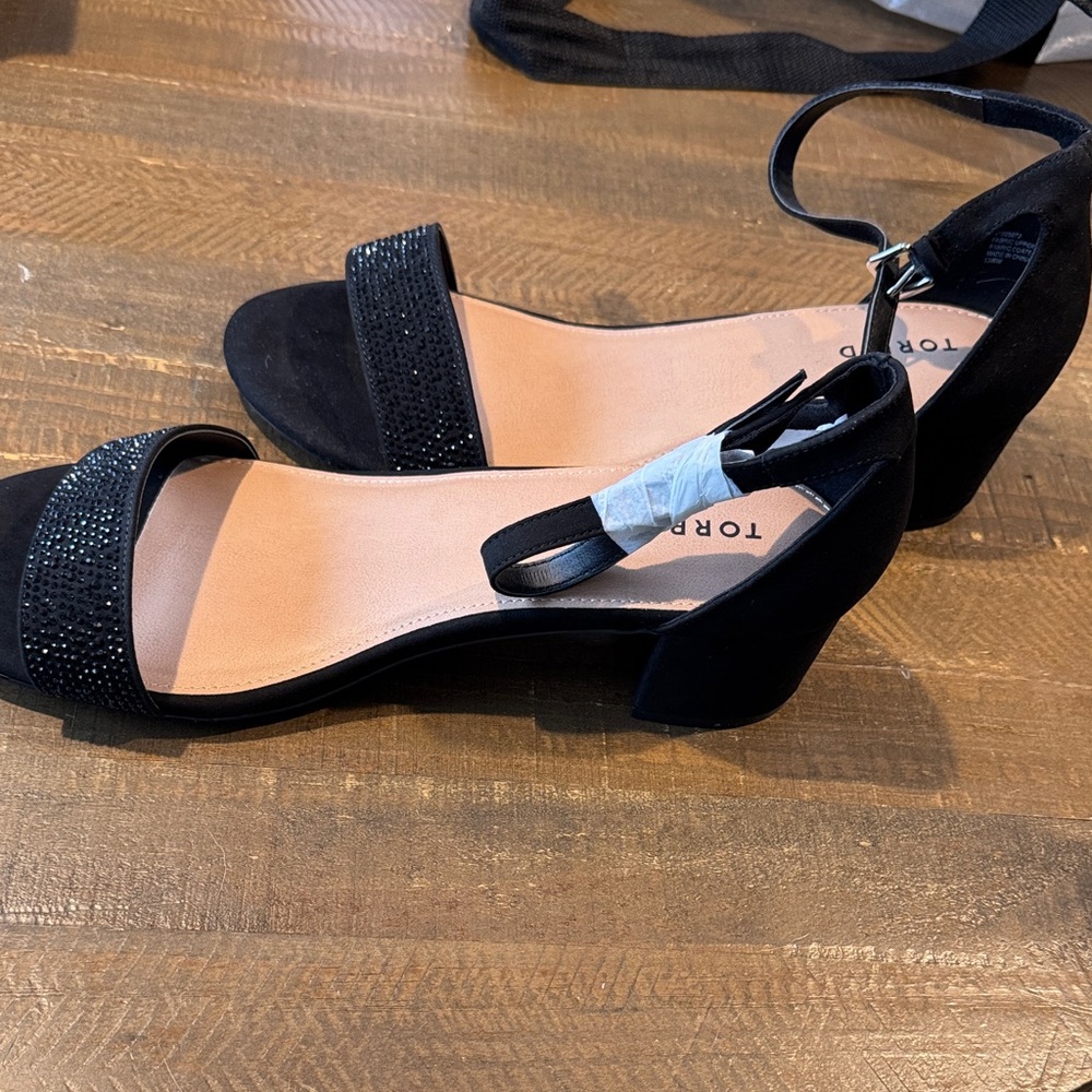 Torrid Black Heeled Sandals with Rhinestone Detail - Picture 6 of 7